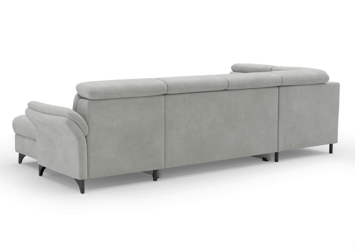 WOHNLANDSCHAFT GLENDALE E in Flachgewebe Silberfarben  - Silberfarben/Schwarz, KONVENTIONELL, Textil/Metall (193/321/166cm) - Sit & More