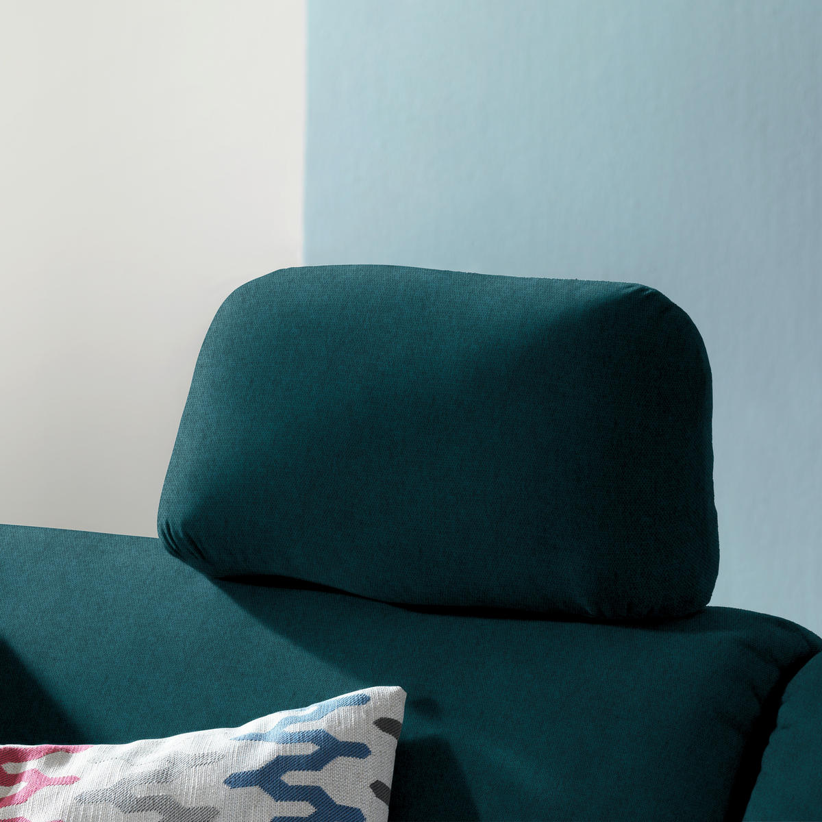 ECKSOFA  in Flachgewebe Petrol  227/208 cm  - Eichefarben/Rot, KONVENTIONELL, Holz/Textil (227/208cm) - Sedda