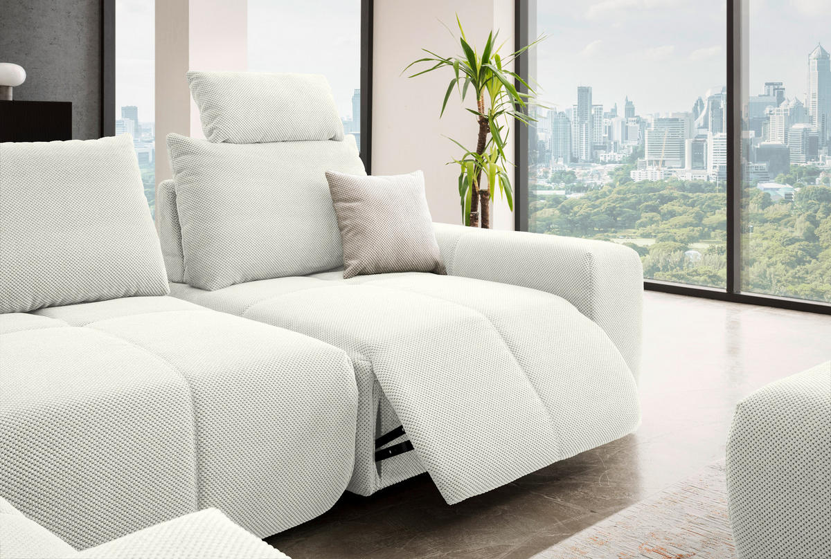 ECKSOFA in Velours Creme  - Creme/Schwarz, Design, Kunststoff/Textil (236/326cm) - Xora