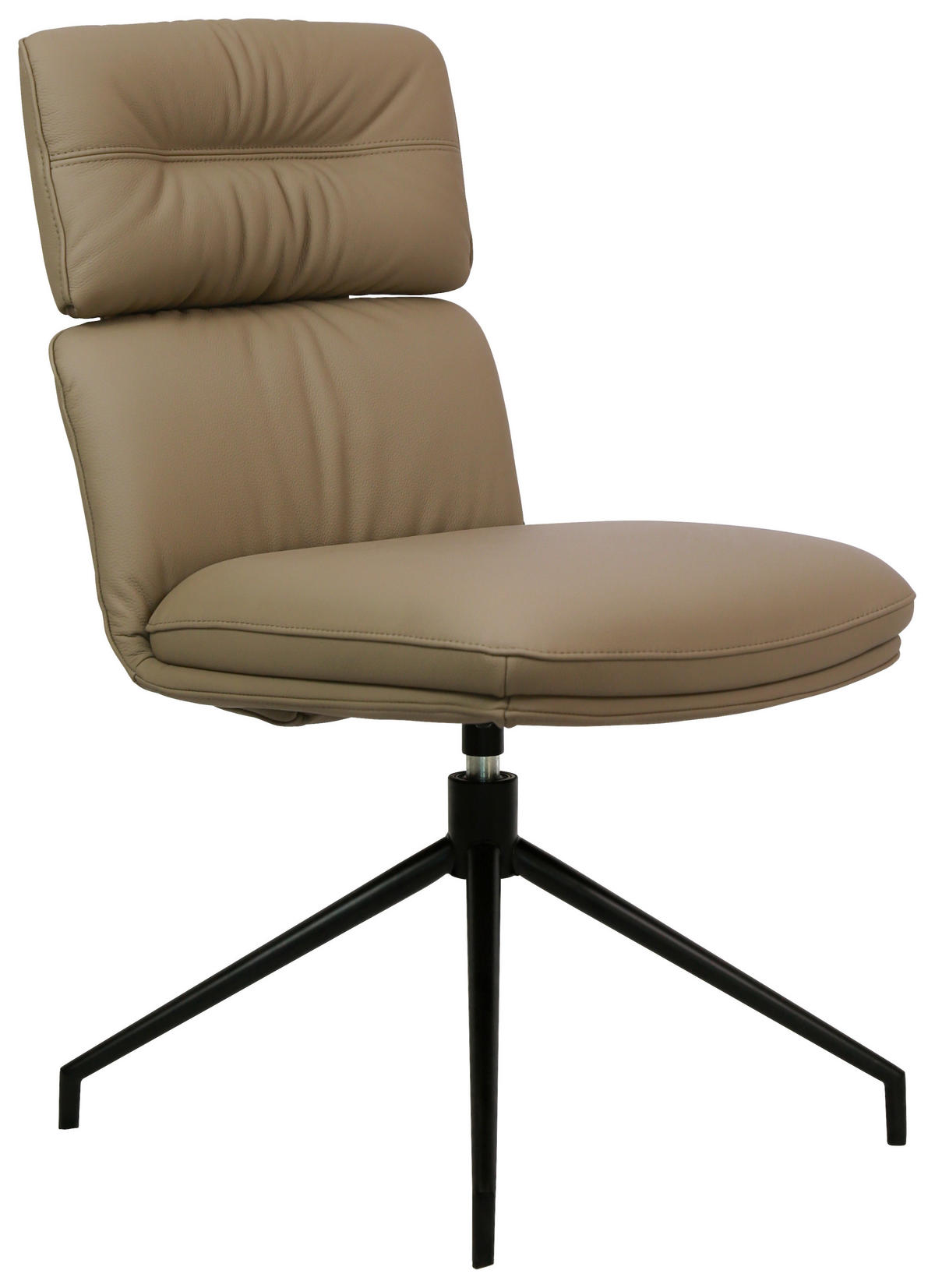 STUHL  in Eisen Echtleder pigmentiert Metall, Leder  - Taupe/Schwarz, Design, Leder/Metall (50/92/64,5cm) - Dieter Knoll