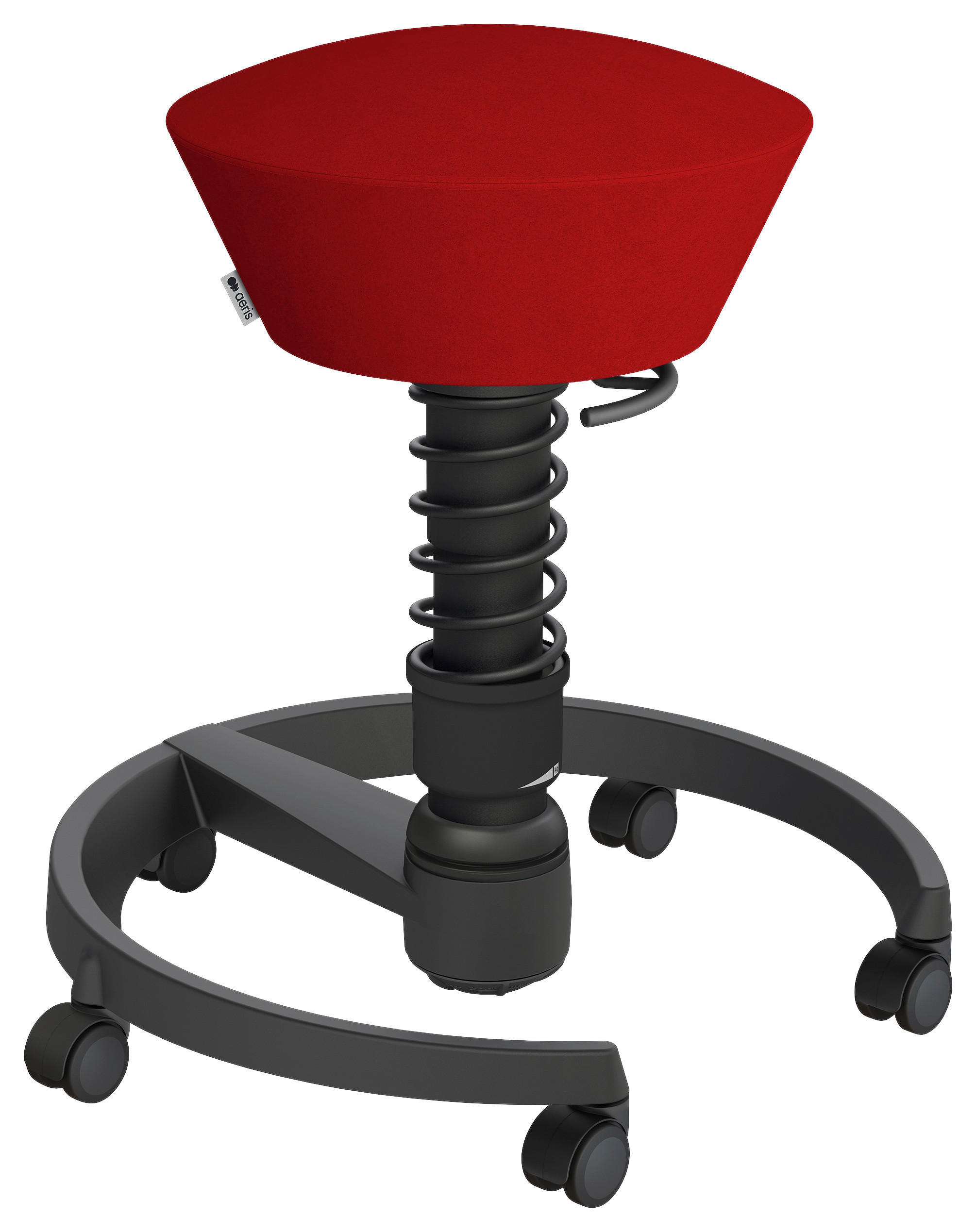 BÜROHOCKER Mikrofaser Rot, Schwarz  - Rot/Schwarz, Basics, Kunststoff/Textil (55/45,66/55cm) - Aeris