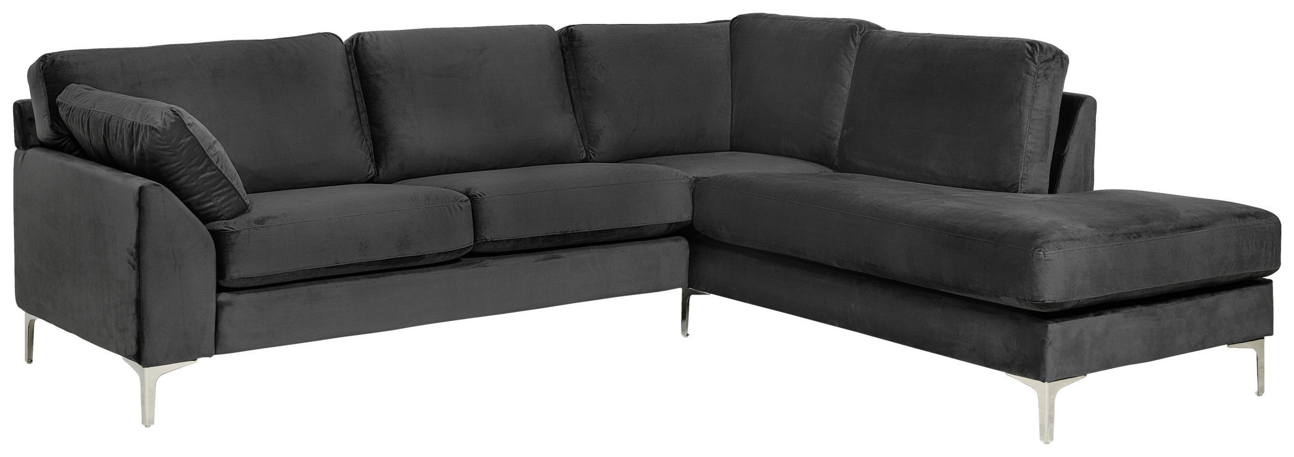 SOFFA i trä, metall, textil mörkgrå - mörkgrå/kromfärg, Klassisk, metall/trä (250/84/222cm) - Best Price