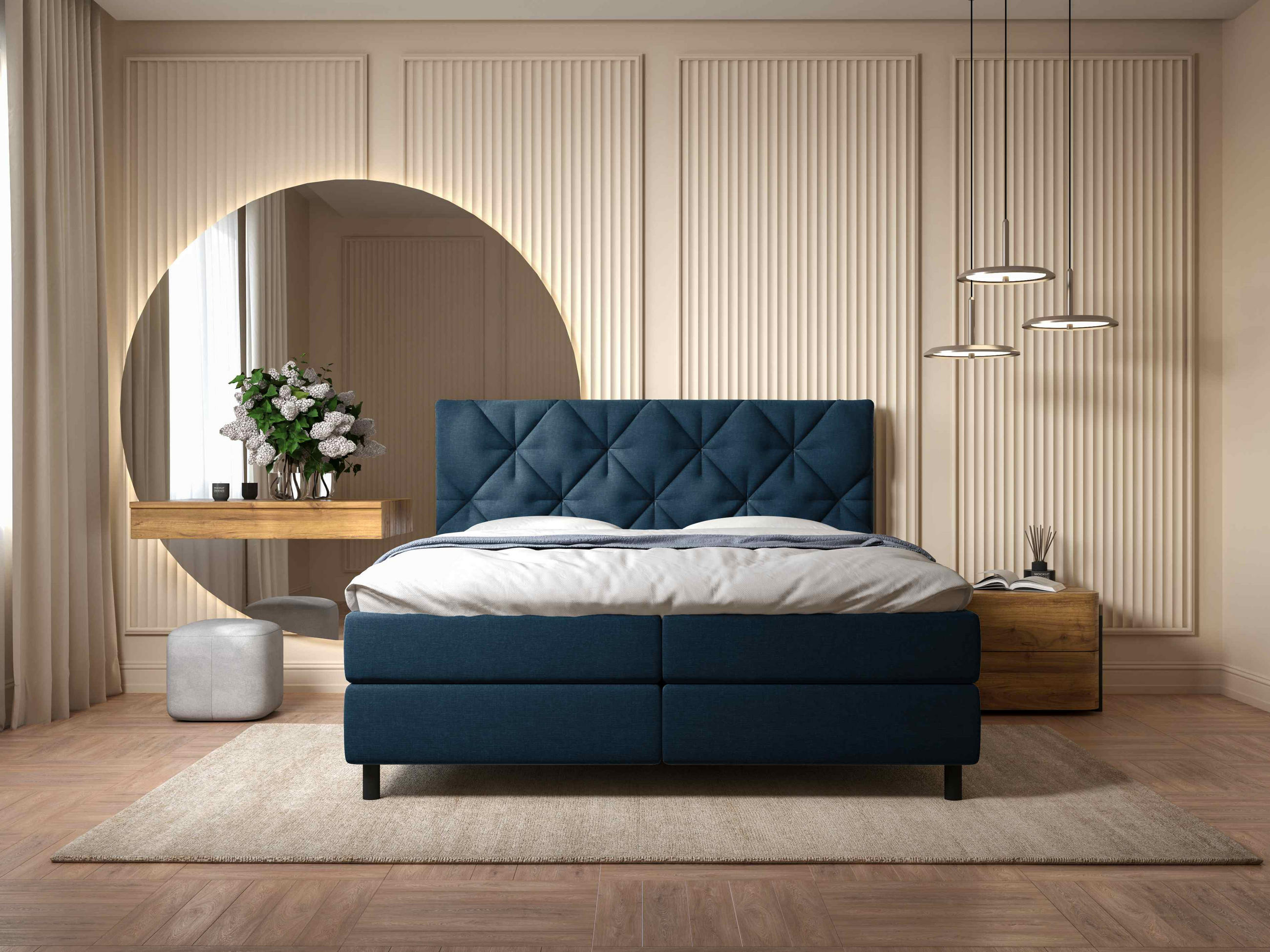 BOXBETT 140/200 cm  in Dunkelblau  - Schwarz/Dunkelblau, Design, Holz/Holzwerkstoff (140/200cm) - Esposa