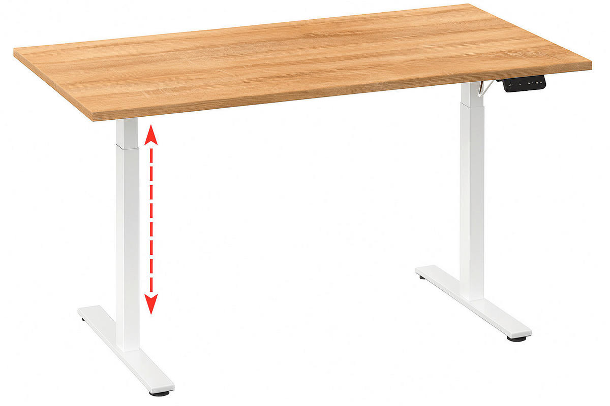 SCHREIBTISCH  in Weiss, Sonoma Eiche  - Weiss/Silberfarben, Design, Holzwerkstoff/Metall (110/71/80cm) - MID.YOU