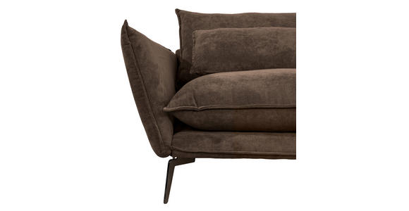 ECKSOFA in Flachgewebe Braun  - Schwarz/Braun, Design, Textil/Metall (338/165cm) - Hom`in