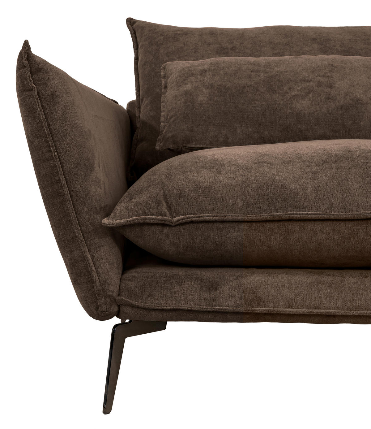 ECKSOFA SKYE Braun Flachgewebe  - Schwarz/Braun, Design, Textil/Metall (338/165cm) - Livetastic