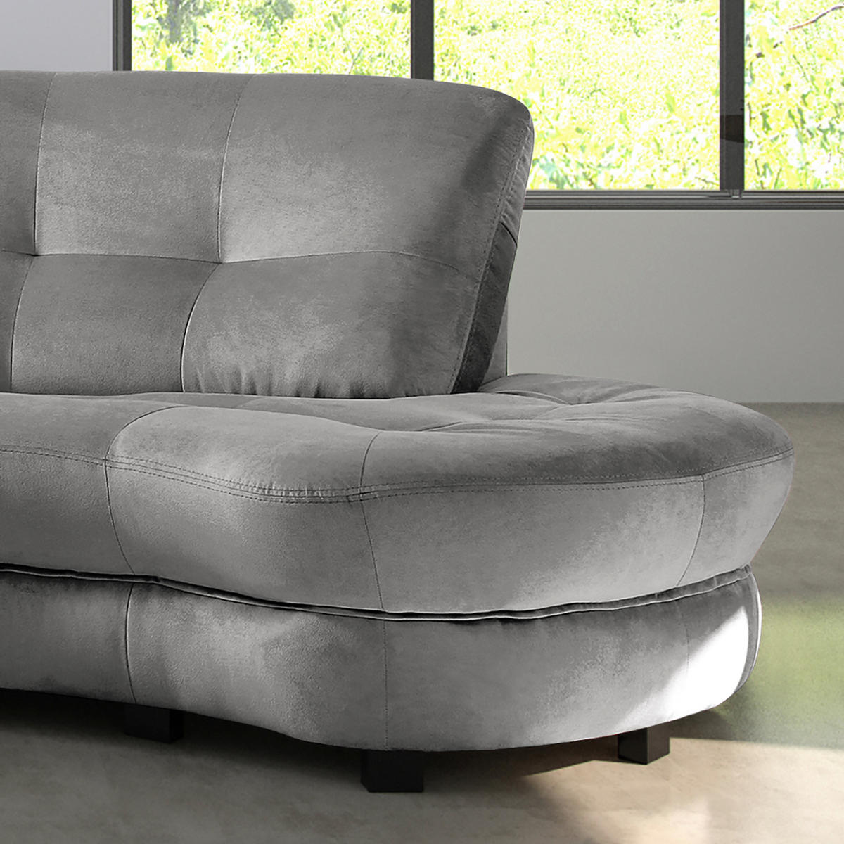 ECKSOFA in Samt Grau  300/113 cm  - Schwarz/Grau, Design, Kunststoff/Textil (300/113cm) - Livetastic