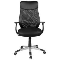 DREHSTUHL Lederlook Schwarz  - Silberfarben/Schwarz, MODERN, Textil (65/113-123/65cm) - Boxxx