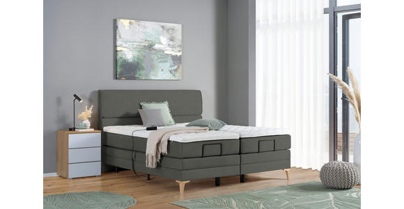 BOXSPRINGBETT 160/200 cm  in Grau  - Eichefarben/Grau, KONVENTIONELL, Holz/Textil (160/200cm) - Voleo