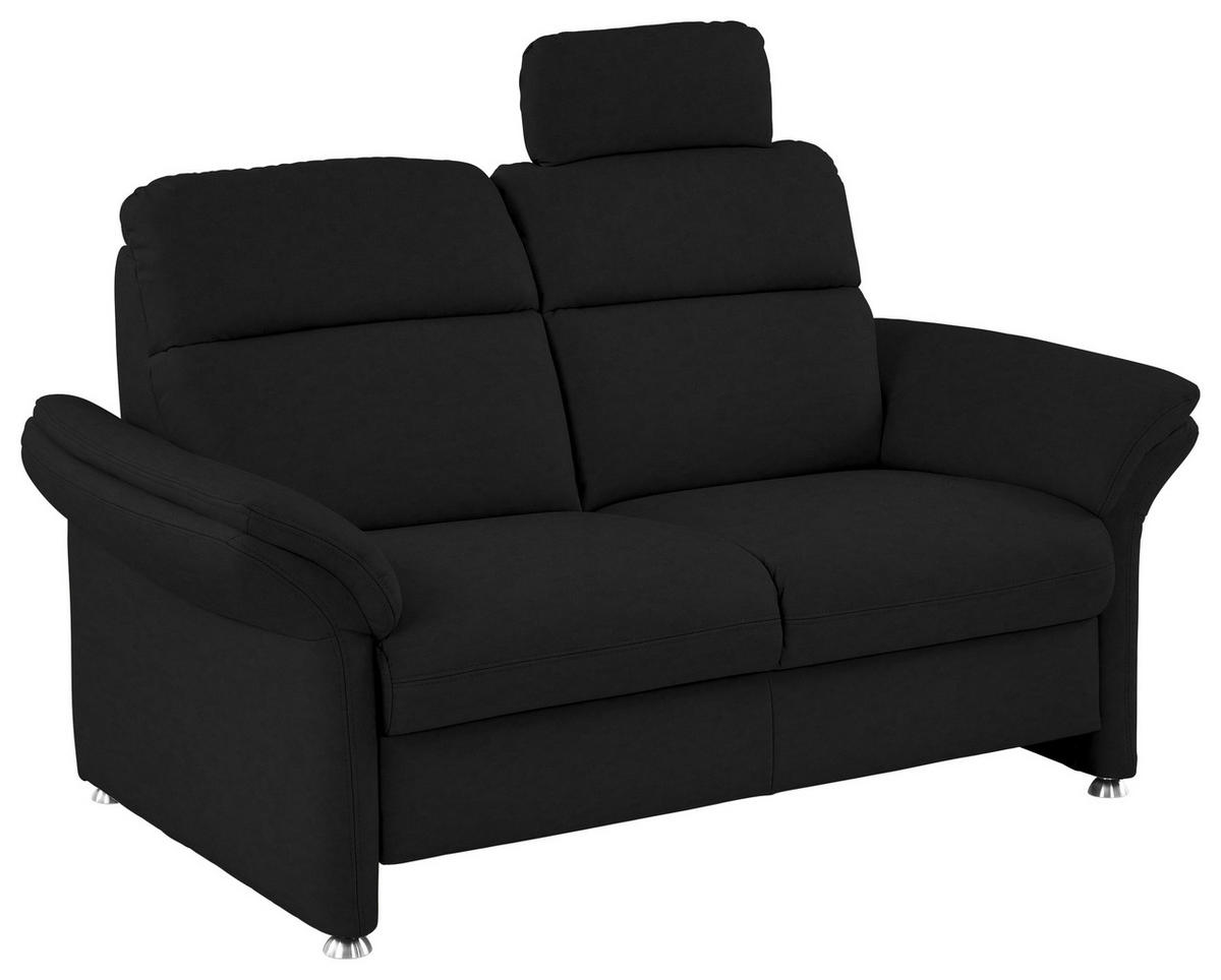 2-SITZER-SOFA in Echtleder Schwarz  - Alufarben/Schwarz, Konventionell, Leder/Metall (170/96/92cm) - Beldomo Premium