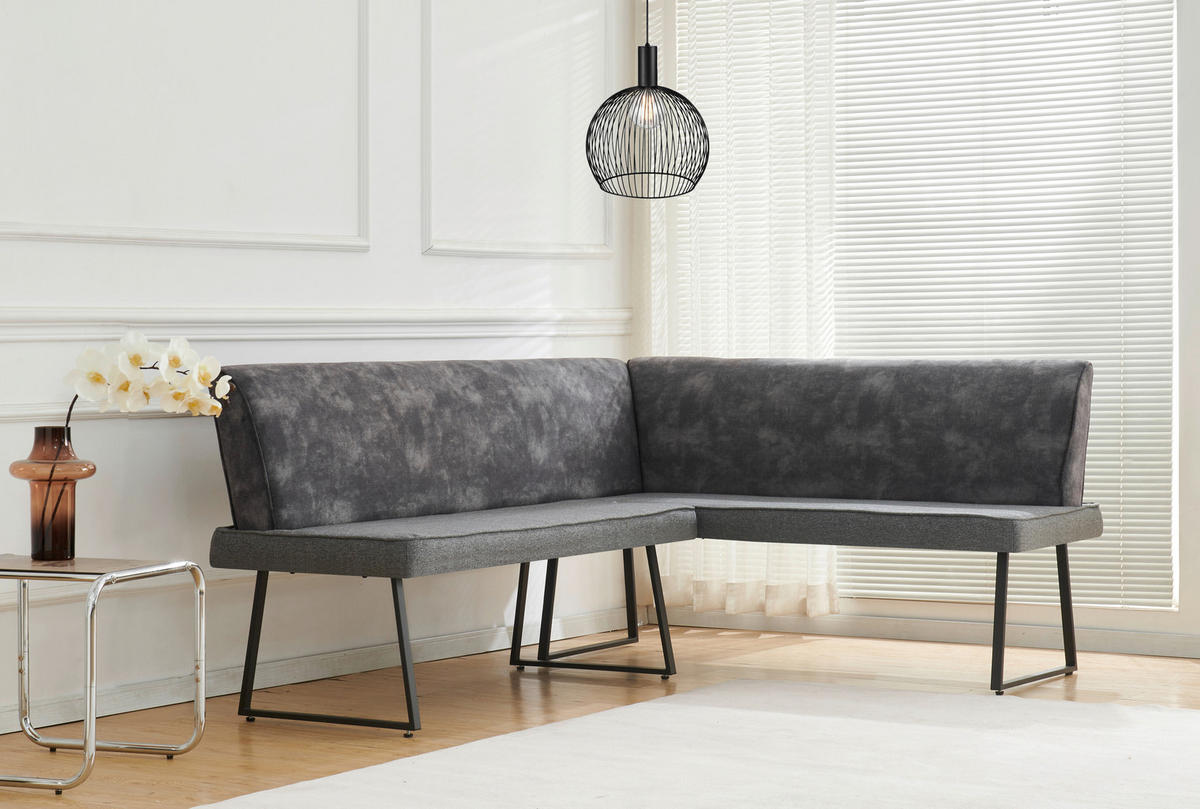 ECKBANK  in Dunkelgrau  - Dunkelgrau/Schwarz, KONVENTIONELL, Holz/Textil (205/155/89/62cm) - MID.YOU