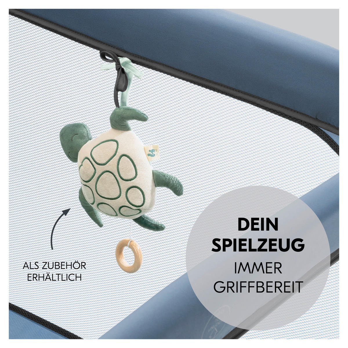 REISEBETT Sleep N Play SQ Set Blau  - Blau, Basics, Kunststoff/Textil (97/76/97cm) - Hauck