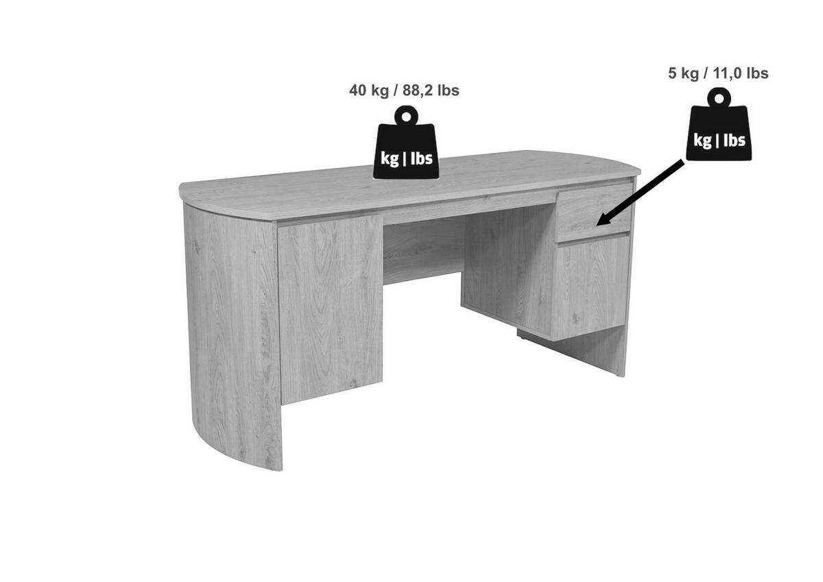 SCHREIBTISCH  Eichefarben  - Eichefarben, KONVENTIONELL, Holzwerkstoff (160/75/59cm) - MID.YOU