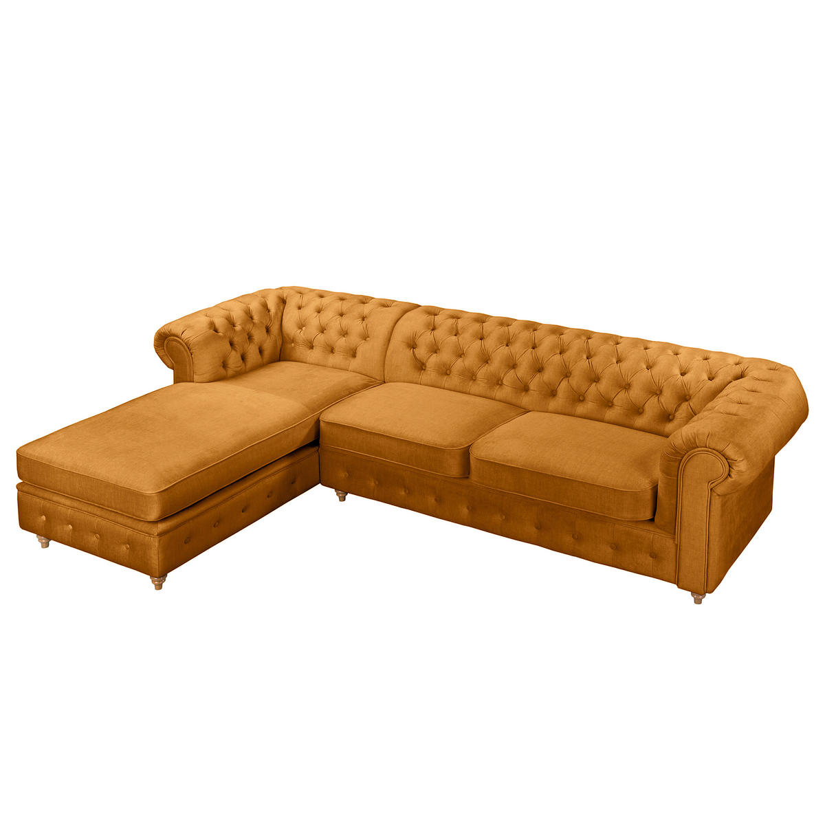 ECKSOFA Mikrofaser Bernsteinfarben  - Bernsteinfarben/Braun, Design, Holz/Textil (182/284cm) - P & B