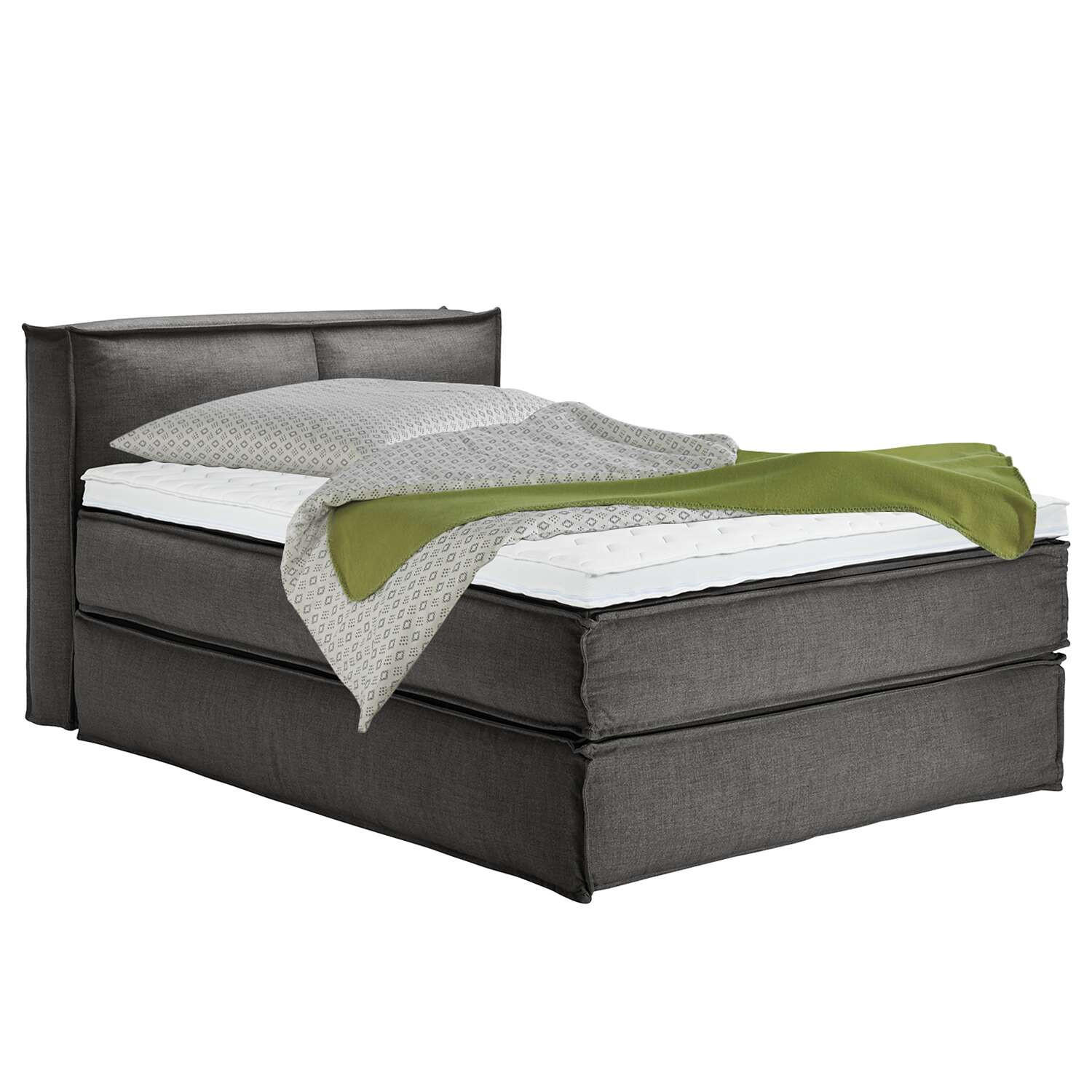 BOXSPRINGBETT 140/200 cm  in Anthrazit  - Anthrazit/Schwarz, Design, Textil (140/200cm) - home24