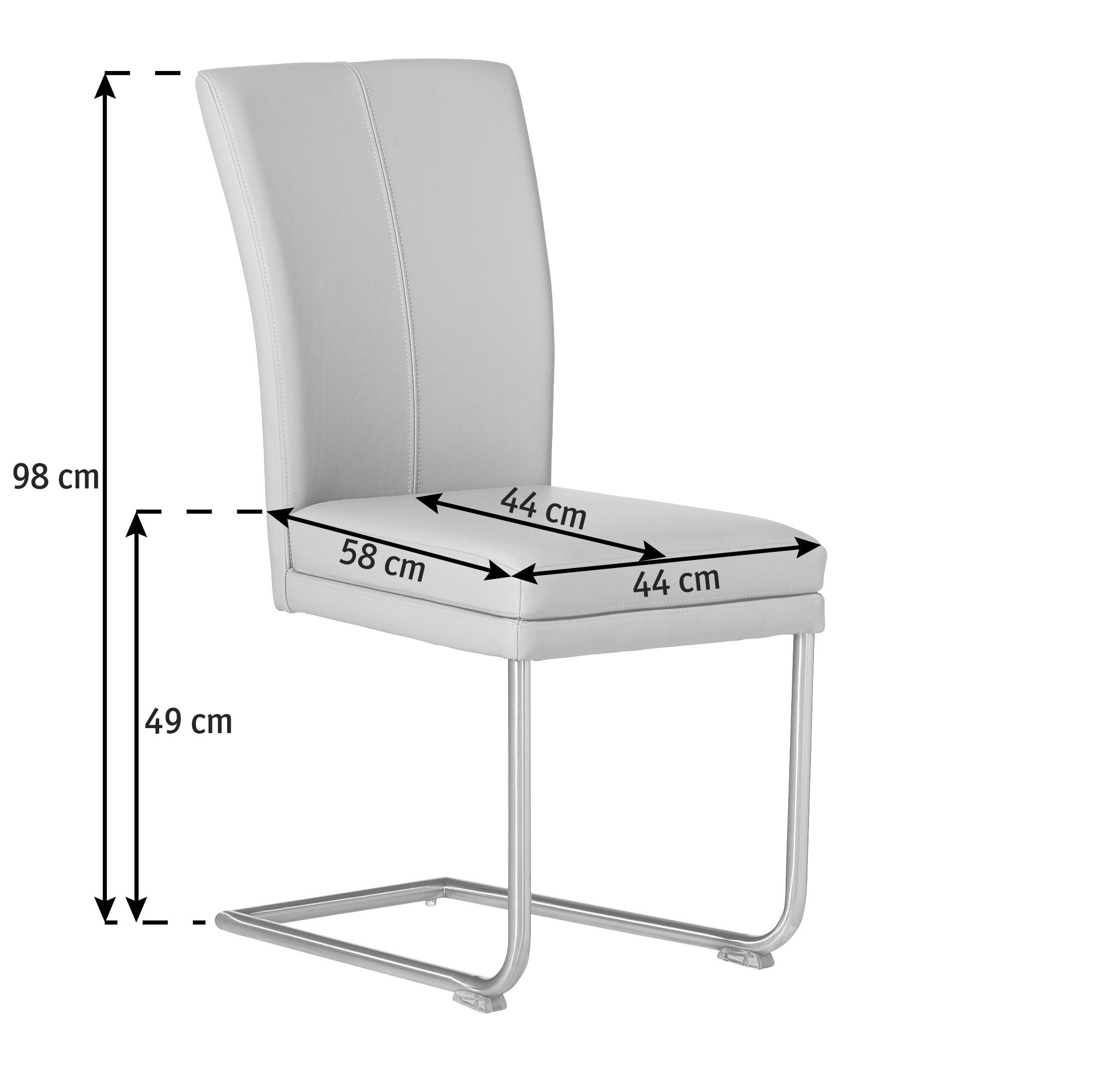 SCHWINGSTUHL  in Edelstahl Echtleder pigmentiert  - Edelstahlfarben/Anthrazit, Design, Leder/Metall (44/98/58cm) - Valdera