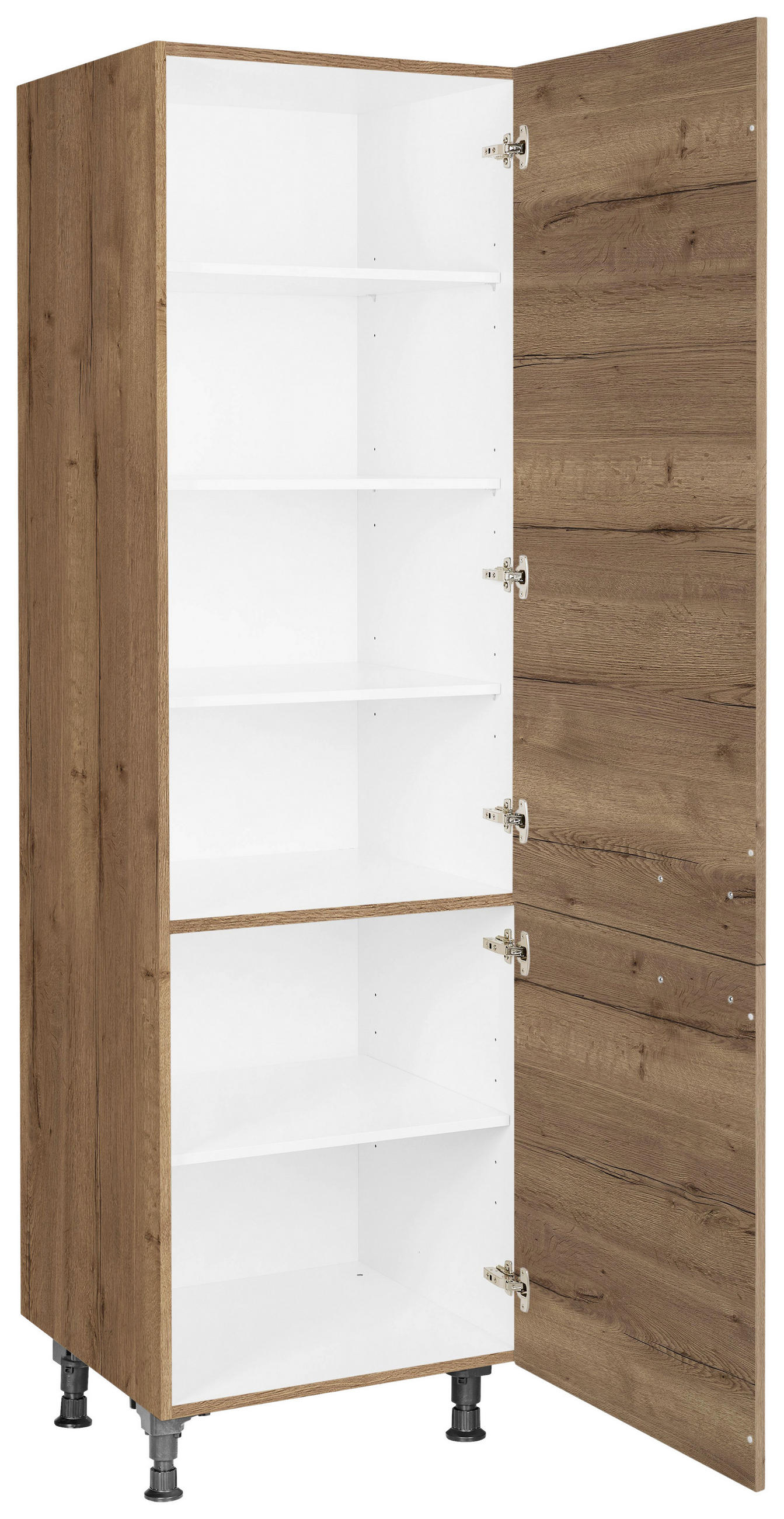 GESCHIRRSCHRANK 60/216,6/58 cm  in Eiche dunkel  - Eiche dunkel/Schwarz, MODERN, Holzwerkstoff/Metall (60/216,6/58cm) - Nobilia