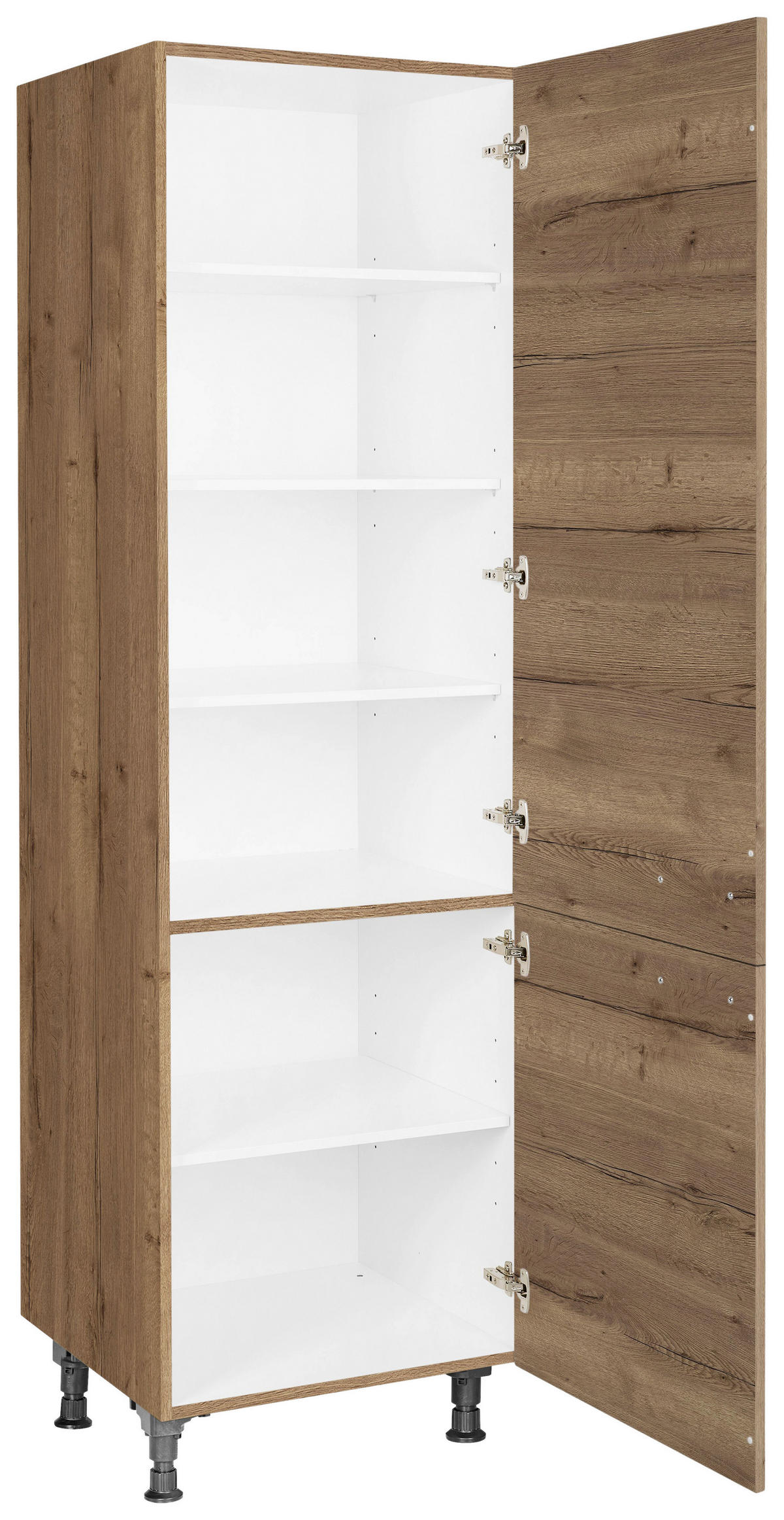 GESCHIRRSCHRANK 60/216,6/58 cm  in Eiche dunkel  - Eiche dunkel/Schwarz, MODERN, Holzwerkstoff/Metall (60/216,6/58cm) - Nobilia