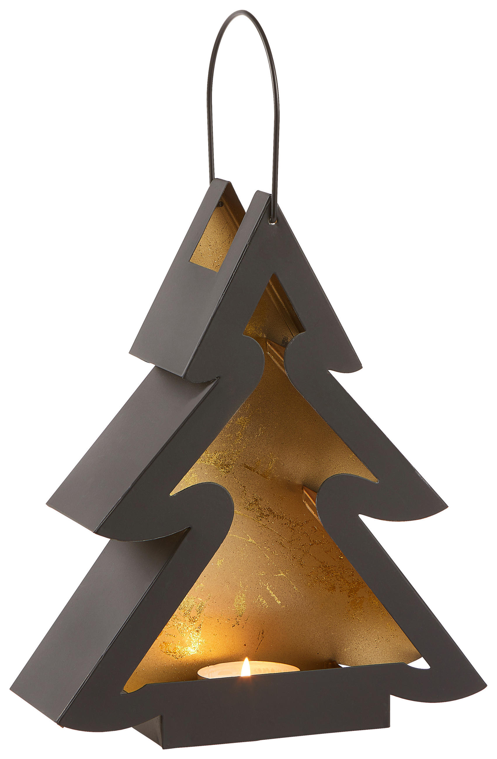 LATERNE  - Goldfarben/Schwarz, Trend, Metall (26/31/9cm) - X-Mas
