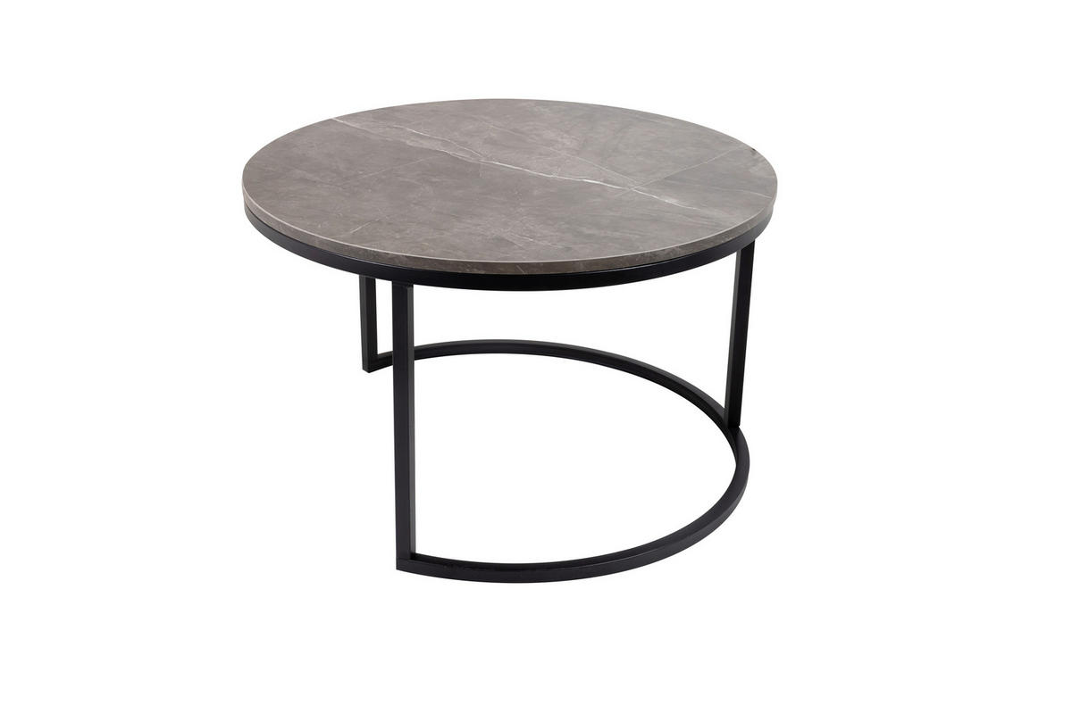 COUCHTISCHSET 50-70/50-70/38-42 cm rund Grau, Multicolor, Schwarz ausziehbar, einfacher Aufbau, individuell kombinierbar  - Multicolor/Schwarz, Design, Holzwerkstoff/Metall (50-70/50-70/38-42cm) - MID.YOU