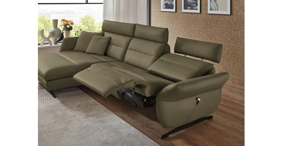 ECKSOFA in Echtleder Olivgrün  169/298 cm  - Schwarz/Olivgrün, Design, Leder/Metall (169/298cm) - Dieter Knoll