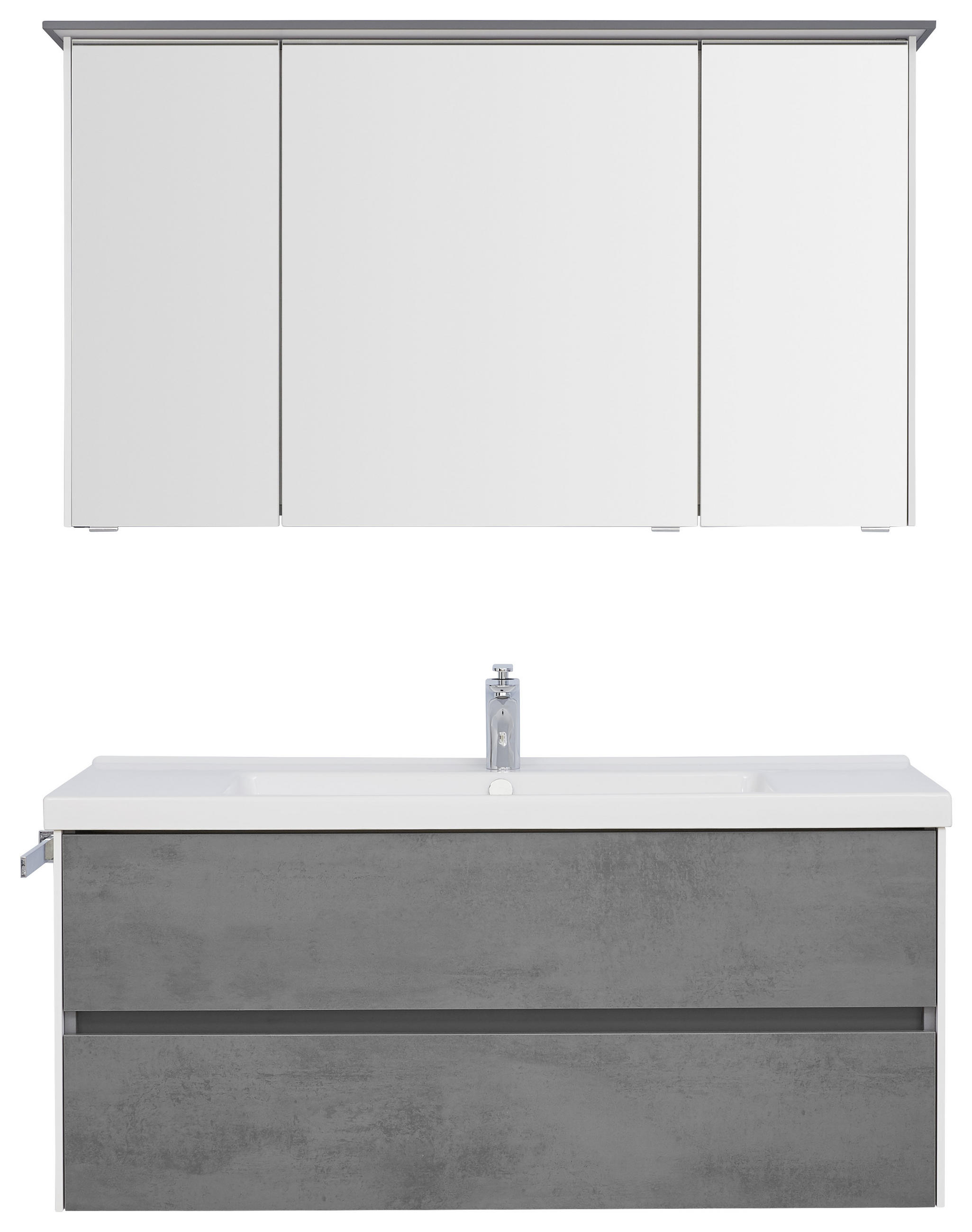 KUPATILO  bela, tamnosiva  - tamnosiva/bela, Dizajnerski, staklo/pločasti materijal (121cm) - Dieter Knoll