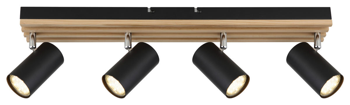 BODOVÉ SVIETIDLO, 25 W/GU10, 56/8/12,5 cm - čierna/farba pínie, Natur, kov/drevo (56/8/12,5cm) - Novel