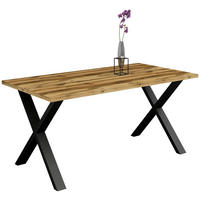 ESSTISCH rechteckig Schwarz, Plankeneiche  - Plankeneiche/Schwarz, MODERN, Holzwerkstoff/Metall (200/100/78cm) - Livetastic