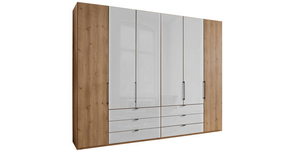 FALTTÜRENSCHRANK 300/236/58 cm 6-türig  - Schieferfarben/Eiche Bianco, KONVENTIONELL, Glas/Holzwerkstoff (300/236/58cm) - Dieter Knoll