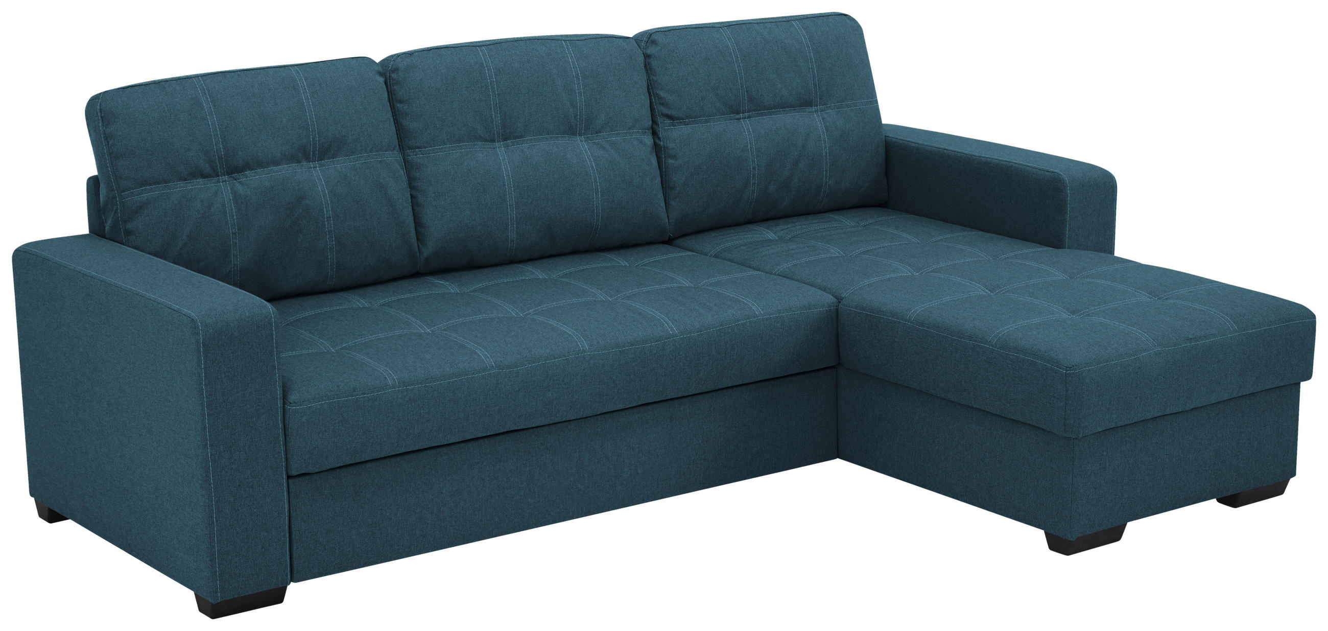ECKSCHLAFSOFA Mikrofaser Petrol  inkl. Bettkasten, Schlaffunktion  - Petrol/Schwarz, Design, Kunststoff/Textil (240/160cm) - Livetastic