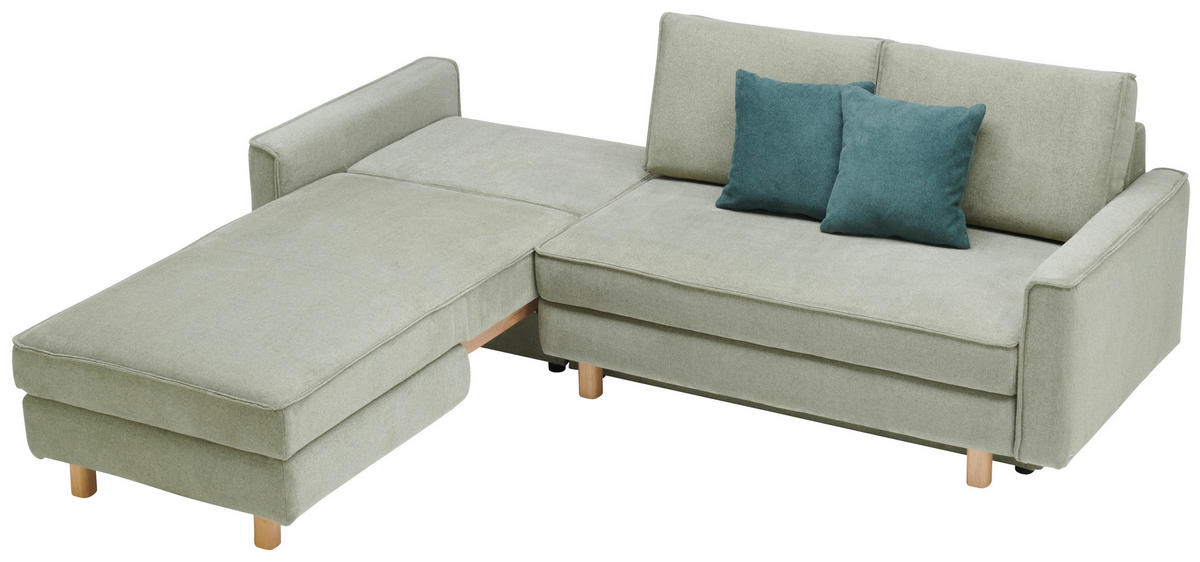 ECKSOFA in Chenille Olivgrün  170/237 cm  - Eichefarben/Olivgrün, KONVENTIONELL, Holz/Textil (170/237cm) - Sedda