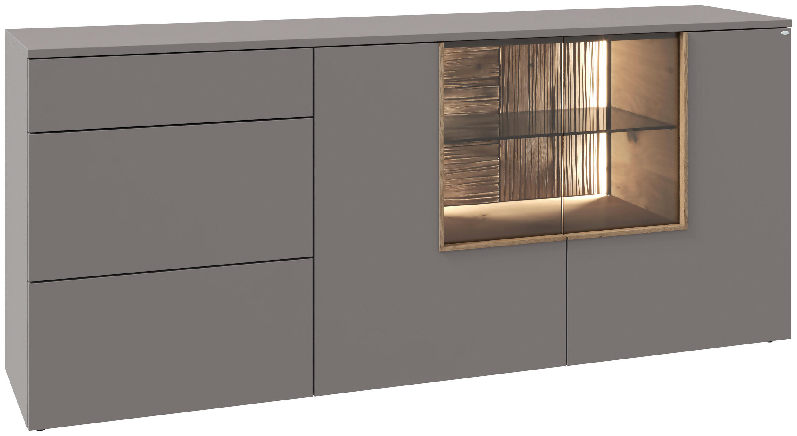 SIDEBOARD Grau, Wildeiche  191,9/84/44,9 cm  - Wildeiche/Grau, Design, Glas/Holz (191,9/84/44,9cm) - Voglauer