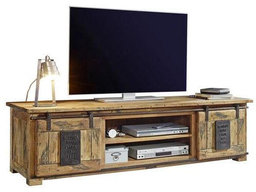 KOMODA POD TELEVIZI, mangové dřevo, přírodní barvy, 180/50/55 cm - přírodní barvy, Konvenční, kov/dřevo (180/50/55cm) - Livetastic