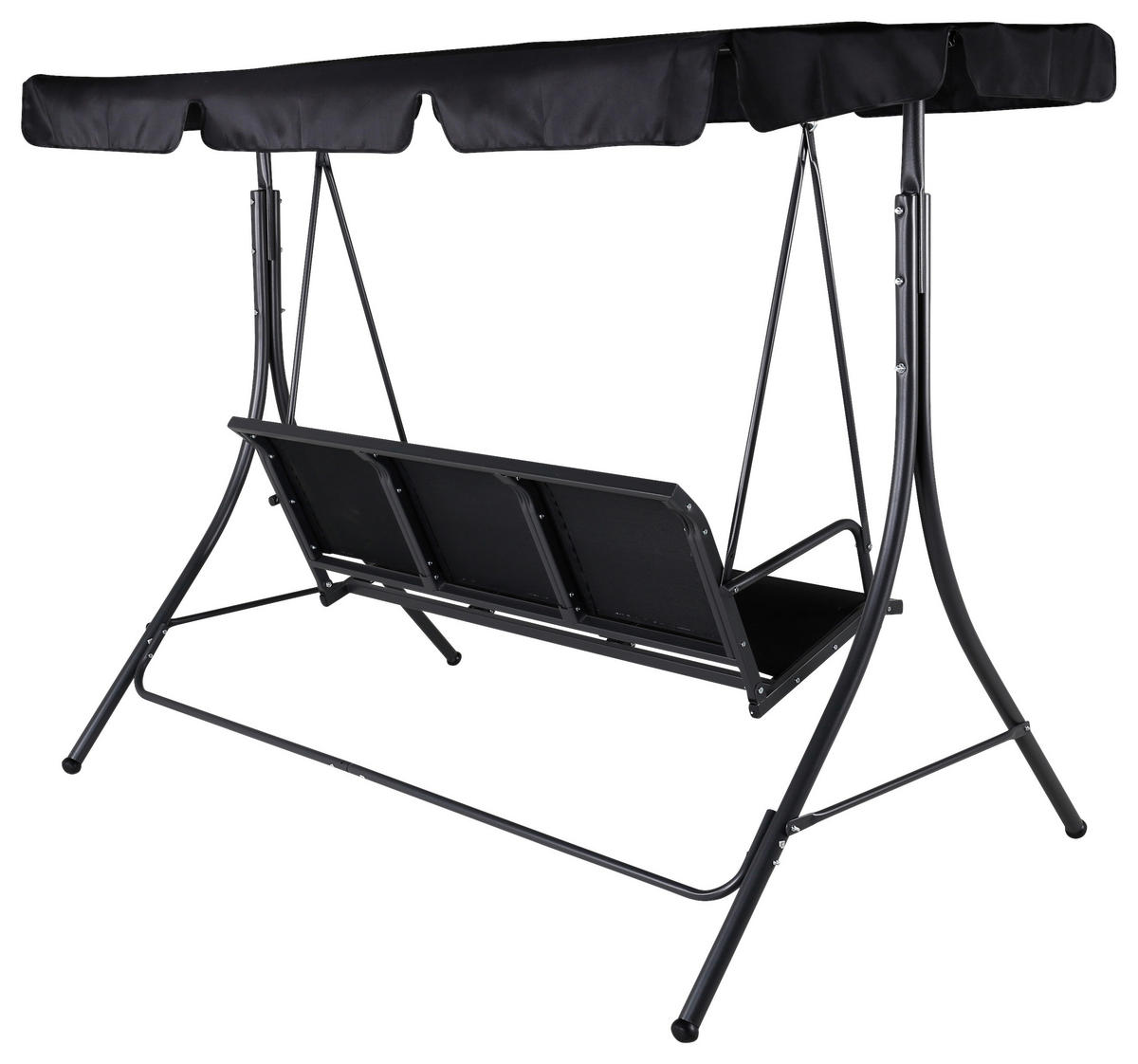HOLLYWOODSCHAUKEL 204/163/130 cm  - Schwarz, KONVENTIONELL, Textil/Metall (204/163/130cm) - Gardenson