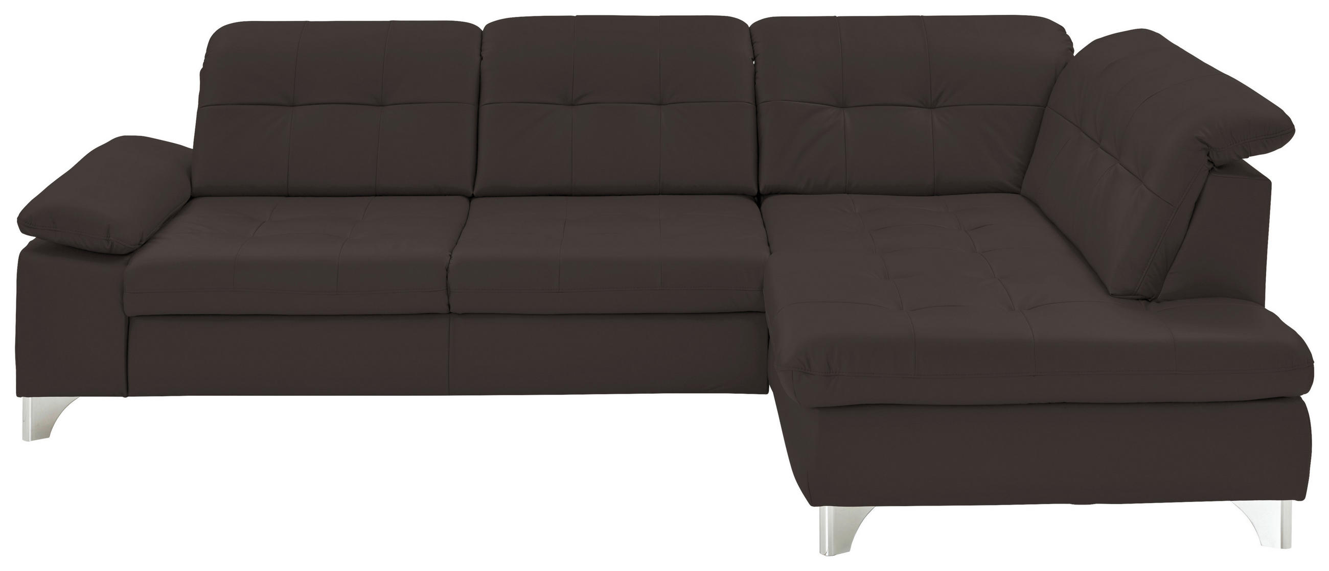 ECKSOFA Beldomo Premium in Echtleder Dunkelbraun  309/211 cm  - Dunkelbraun/Alufarben, Design, Leder/Metall (309/211cm) - Beldomo Speed