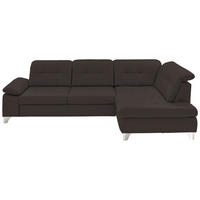 ECKSOFA Echtleder Dunkelbraun  - Dunkelbraun/Alufarben, Design, Leder/Metall (309/211cm) - Beldomo Speed