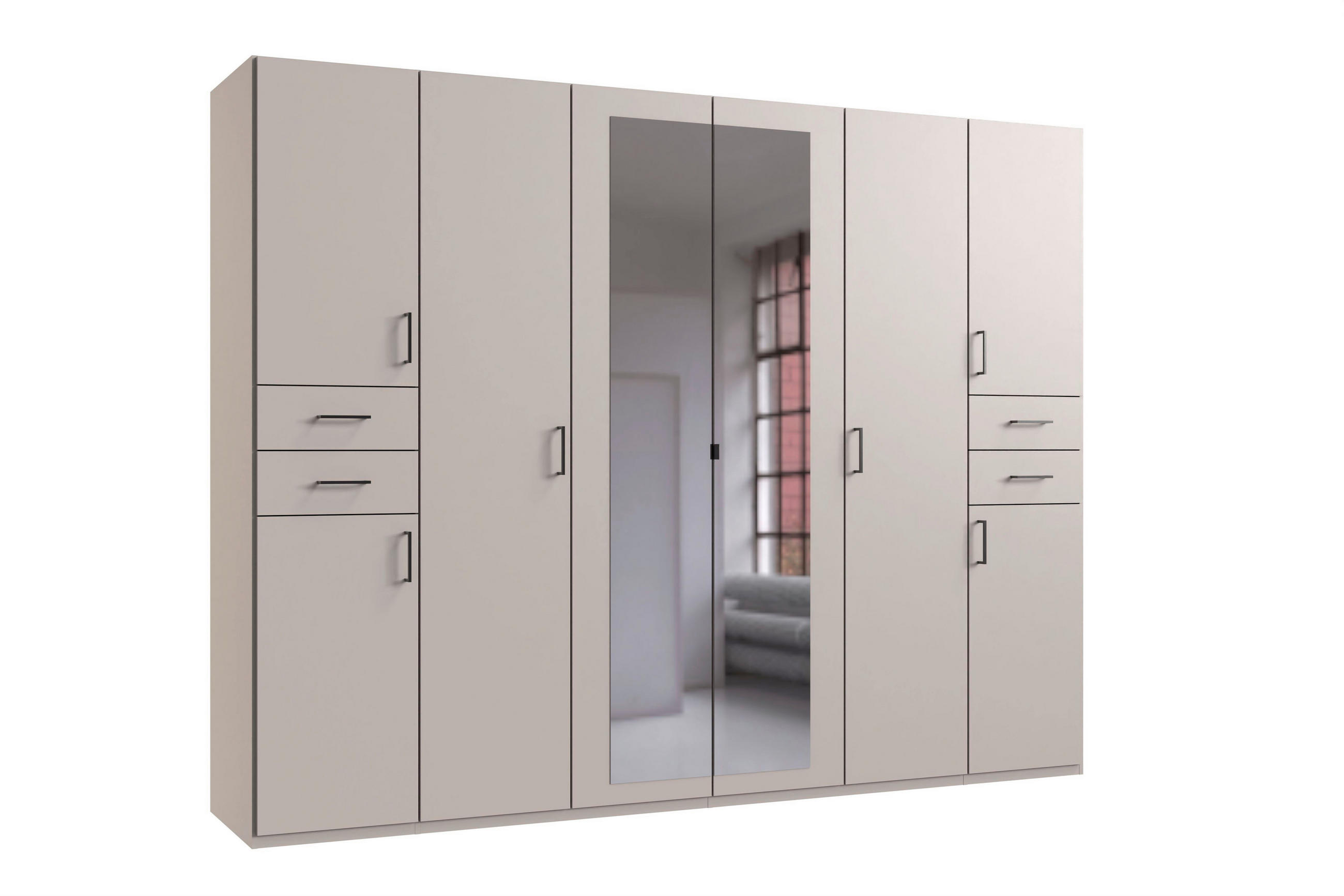 DREHTÜRENSCHRANK Kaschmir  - Kaschmir/Schwarz, Basics, Holzwerkstoff (270/208/58cm) - P & B