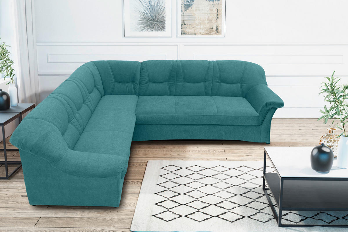 ECKSOFA Petrol Mikrofaser  - Petrol/Schwarz, KONVENTIONELL, Kunststoff/Textil (190/240cm) - MID.YOU