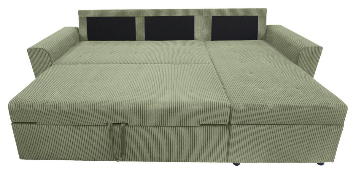 ECKSOFA TERMOLI in Cord Mintgrün  231/155 cm  - Schwarz/Mintgrün, Design, Kunststoff/Textil (231/155cm) - MID.YOU