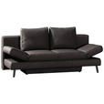 SCHLAFSOFA  in Echtleder Dunkelbraun  - Dunkelbraun/Schwarz, Design, Leder/Metall (200/85/90cm) - Novel