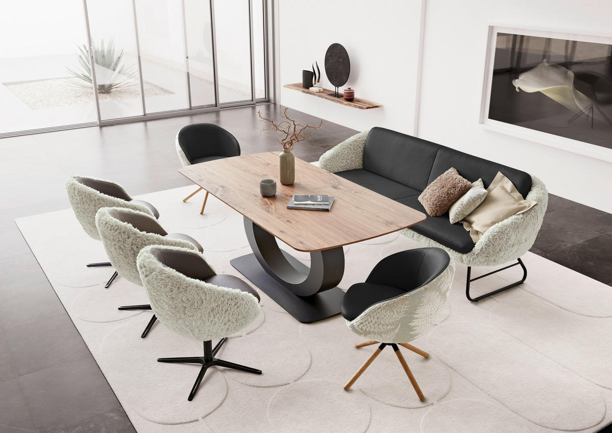 SITZBANK 219/87/78 cm  in Dunkelbraun, Beige  - Dunkelbraun/Beige, Design, Leder/Textil (219/87/78cm) - Koinor