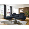 ECKSOFA in Echtleder Dunkelblau  195/308 cm  - Schwarz/Dunkelblau, Design, Leder/Metall (195/308cm) - Dieter Knoll