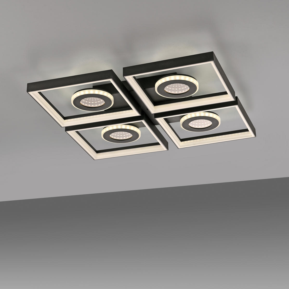 LED-DECKENLEUCHTE 53/53/6,2 cm   - Schwarz, Design, Kunststoff/Metall (53/53/6,2cm)