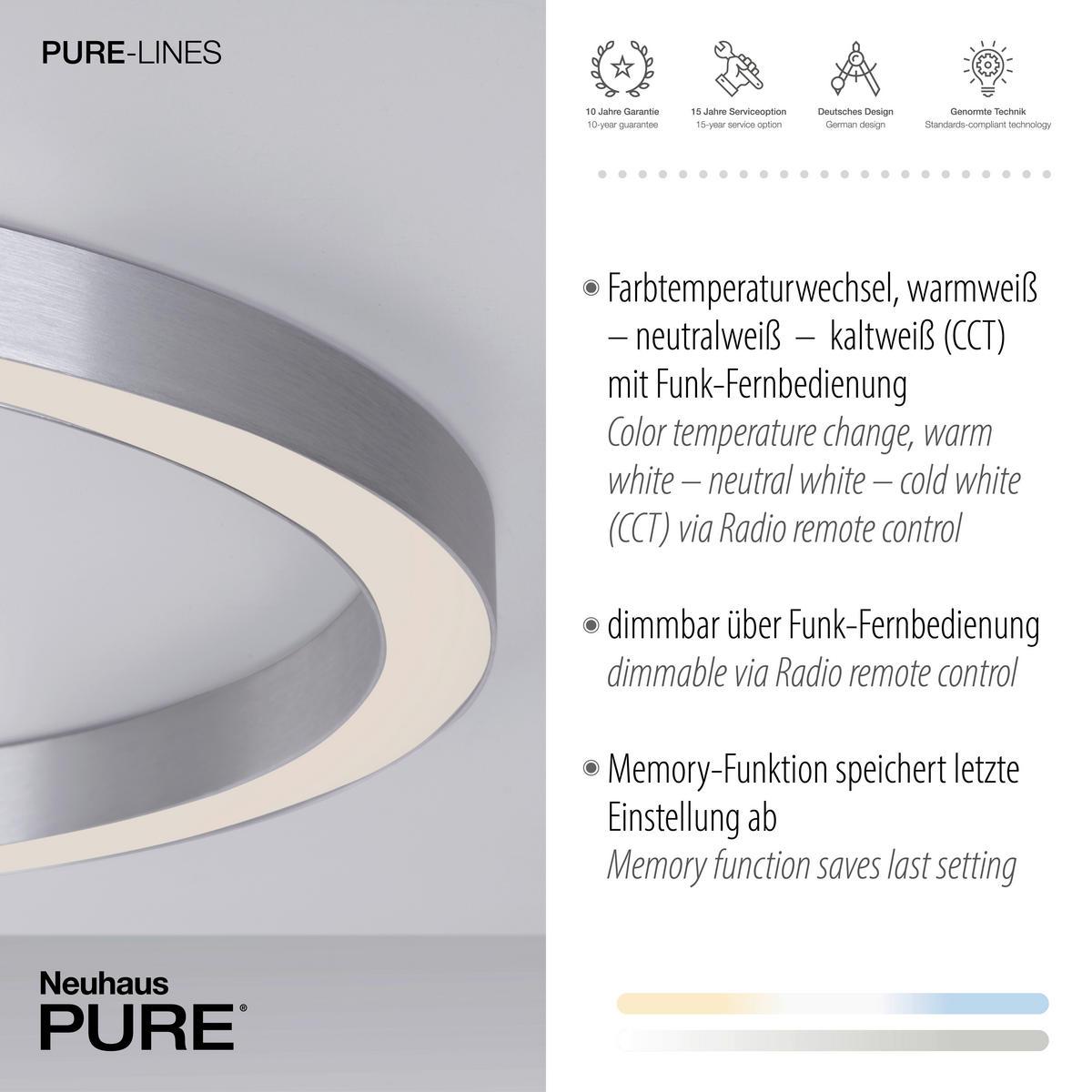 LED-DECKENLEUCHTE Pure Lines 70/70/4 cm   - Design, Metall (70/70/4cm) - Neuhaus PURE