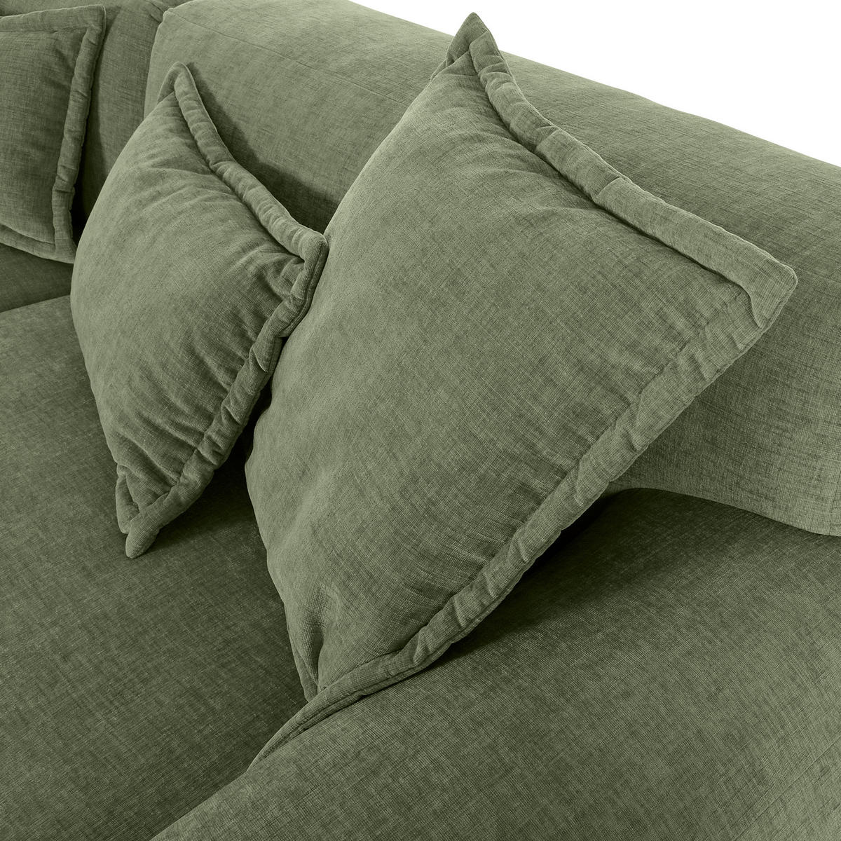 ECKSOFA in Flachgewebe Olivgrün  - Schwarz/Olivgrün, Konventionell, Kunststoff/Textil (174/274cm) - Carryhome