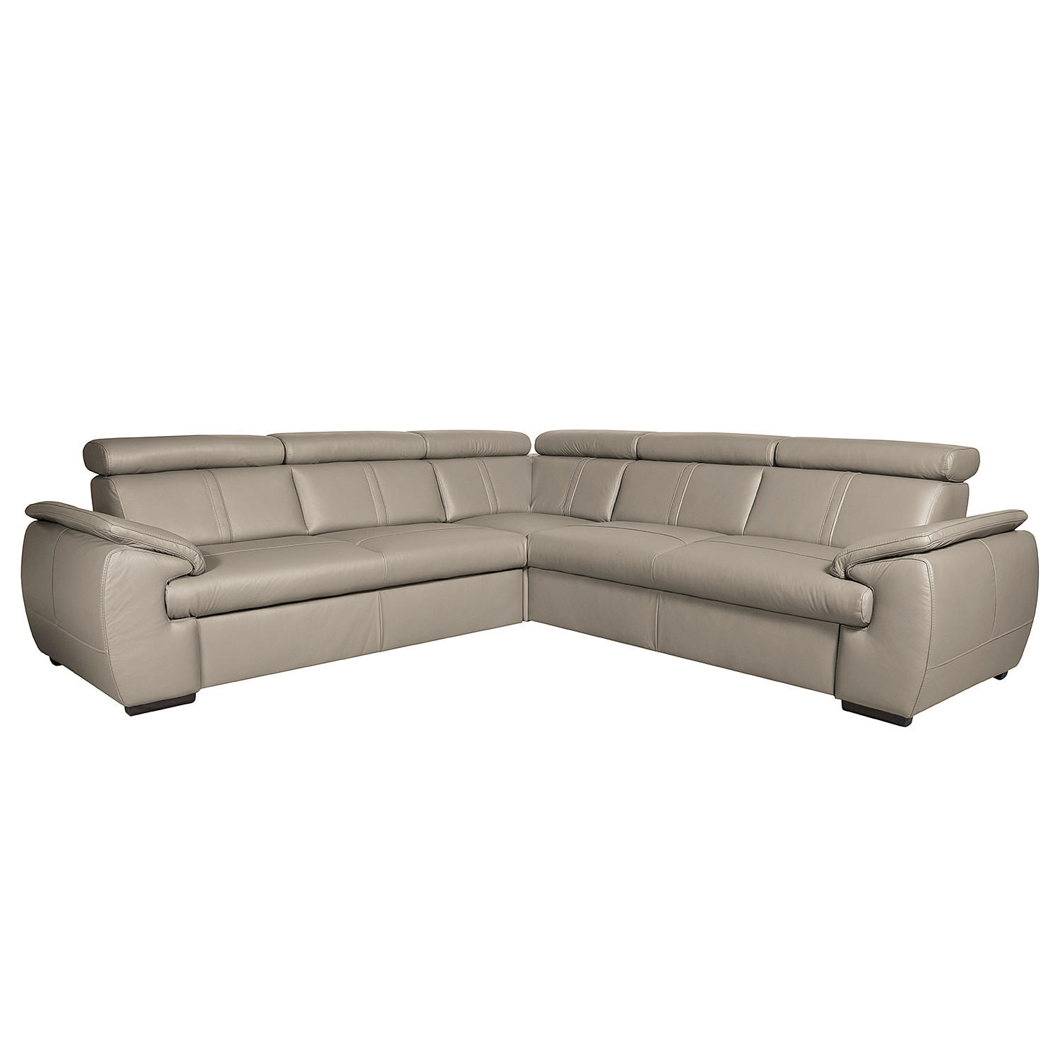 ECKSOFA Hellgrau Echtleder  - Wengefarben/Hellgrau, Design, Leder/Holz (265/265cm) - Livetastic