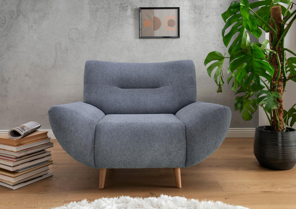 SESSEL in Chenille Hellblau  - Wildeiche/Hellblau, Modern, Holz/Textil (111/81/90cm) - MID.YOU