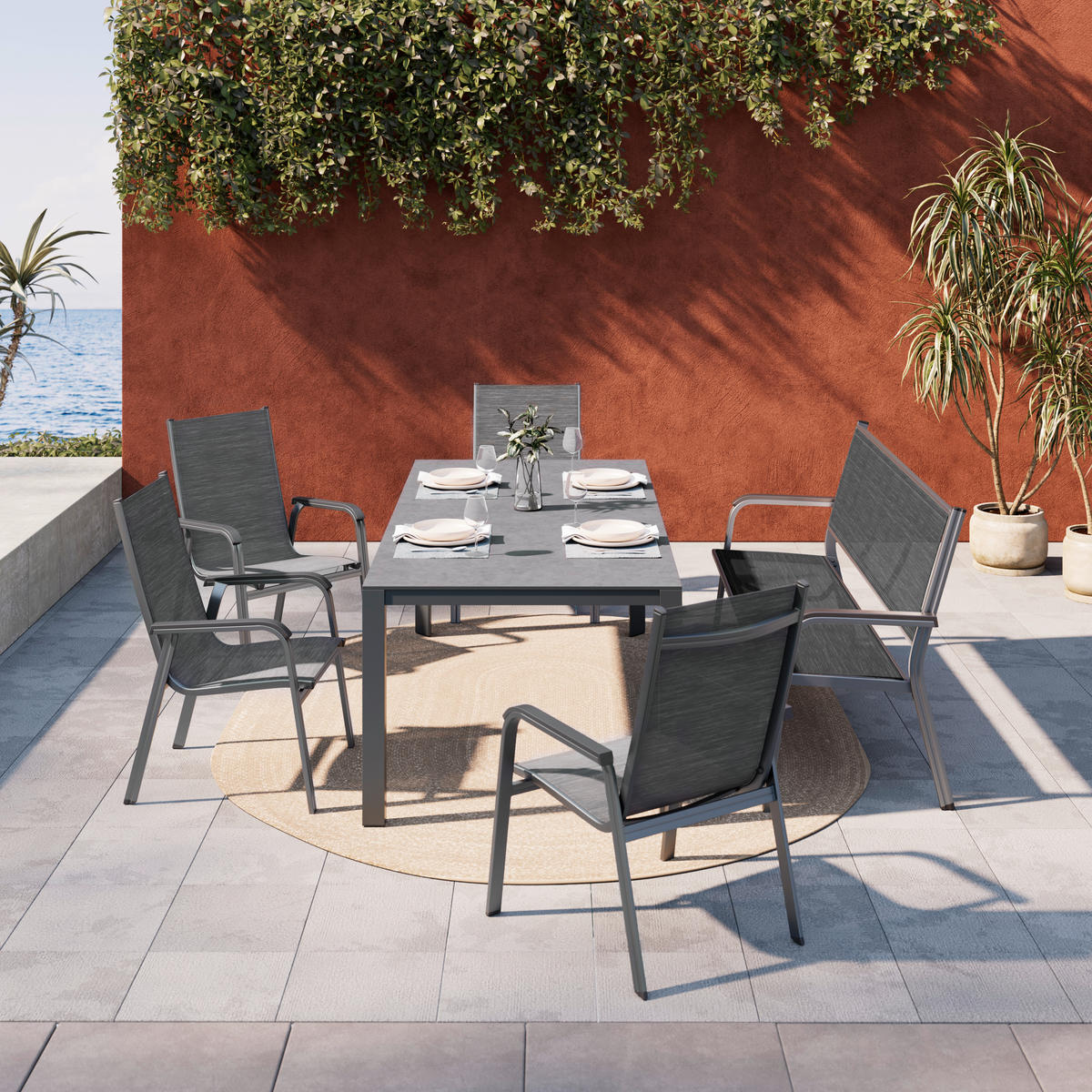 STOL VRTNI  antracit, siva  metal, plastika      - siva/antracit, Design, metal/plastika (220/100/75cm) - Amatio