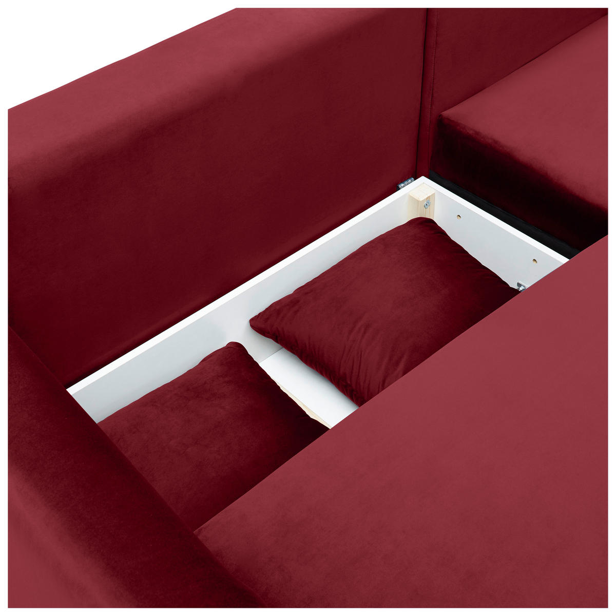 ECKSOFA Rot Velours  - Rot/Schwarz, Design, Holz/Textil (235/165cm) - Ti'me