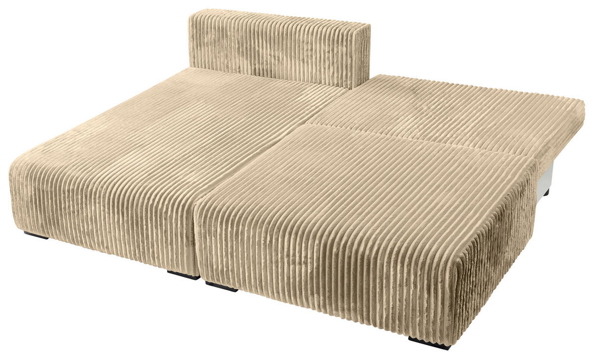 ECKSOFA in Cord Beige  - Beige/Schwarz, Modern, Holz/Textil (145/210cm) - MID.YOU